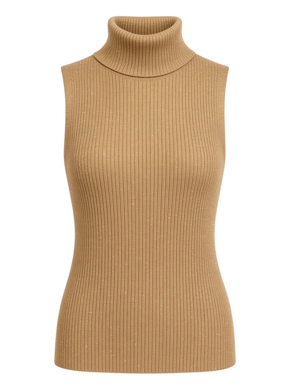 Holt Renfrew 75% Silk Metallic Knit Turtleneck Vest XL Gold Office Sire Luxury